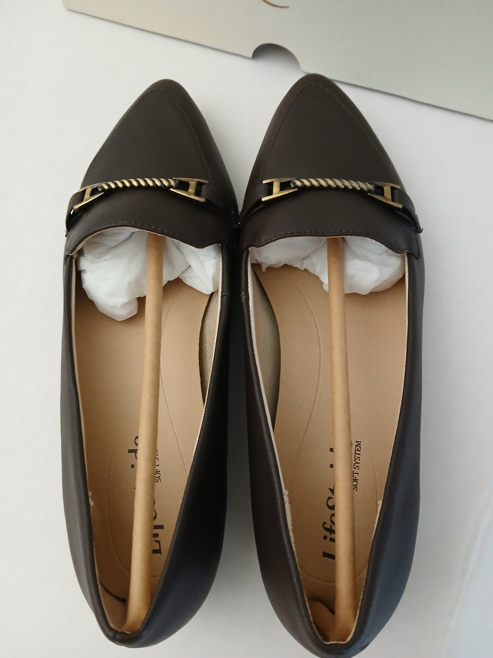 Life Stride Women's Dark Chocle Pointed Toe Loafers with Gold Accent $22 - Picture 5 of 10